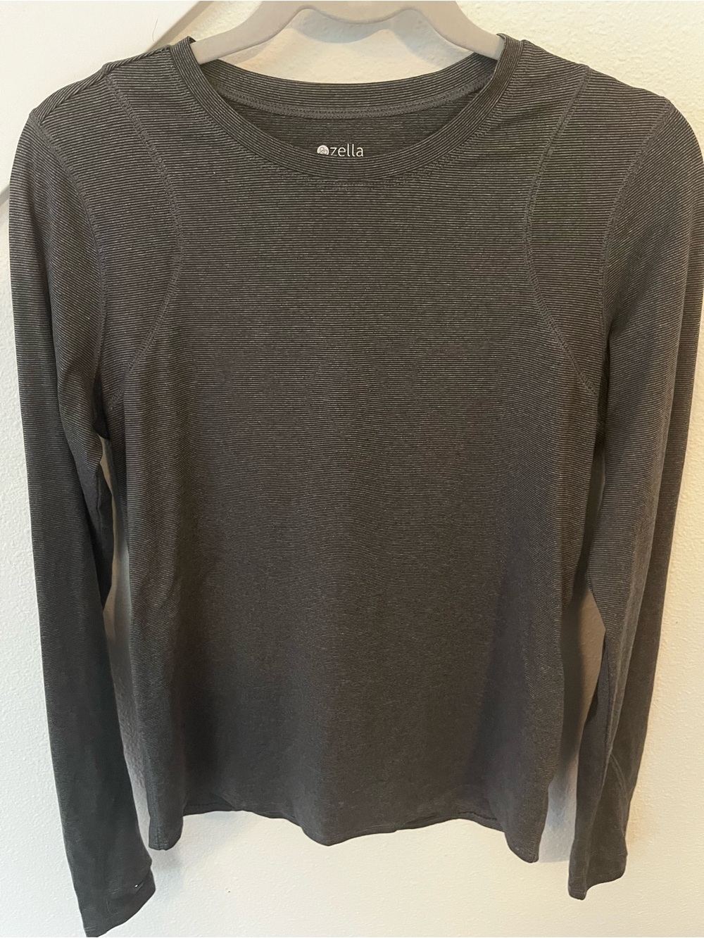 Zella Ribbed Crew Neck Top - Dark Charcoal